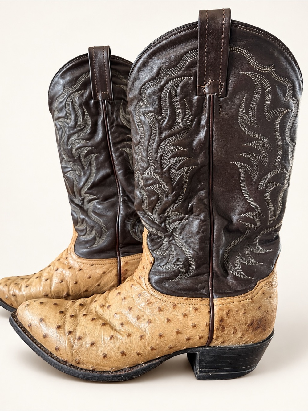 Vintage Tony Lama El Paso Full Quill Ostrich Cowboy Boots Men’s 9 D Western